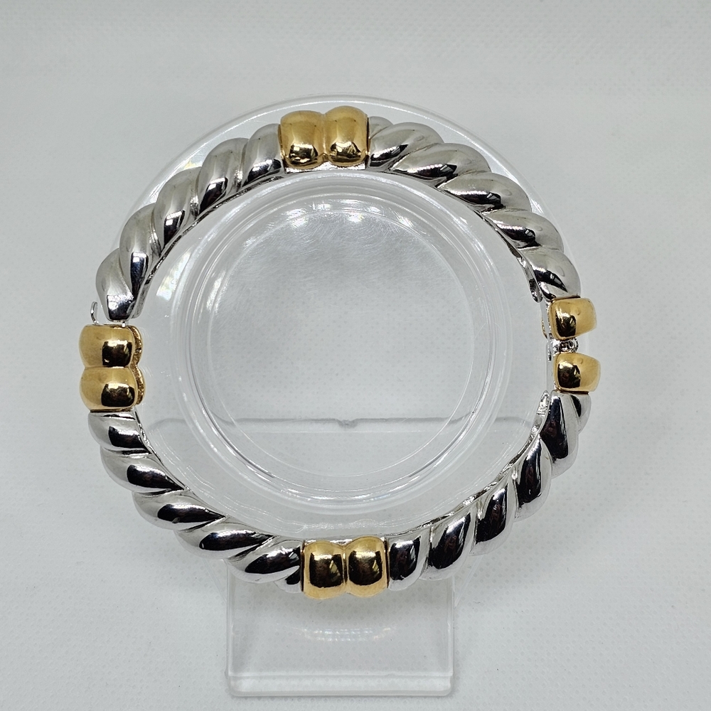 Givenchy Two Tone Gold Plated Bangle Bracelet 6.5" - image 2